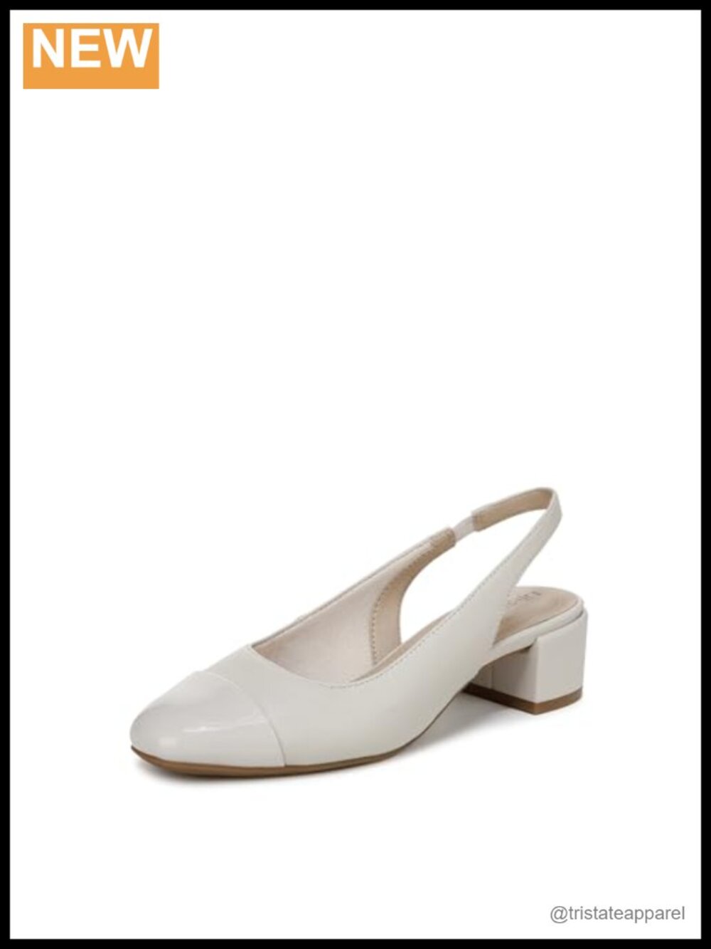 Women's Slingback Block Heel Pump Faux Leather Round Toe 1 5/8 inch